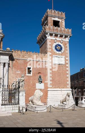 Uhrenturm im Arsenal Venedig Italien Stockfoto