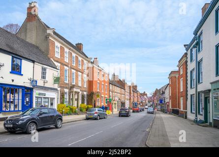 Church Street im Zentrum von Ashbourne, Peak District, Derbyshire, England, Großbritannien Stockfoto