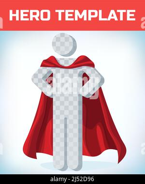 Roter Umhang. Umhang mit Superhelden. Superhelden-Cover. Cartoon Karnevalskleidung. Stromzeichen. Führungskonzept. Roter Hero-Umhang. Super Mantel. Superhelden-Symbol Stock Vektor