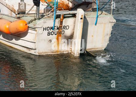 Boot mit Namen "Homeward bound" Stockfoto