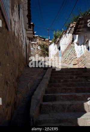 Treppen im Bezirk San Blas von Cusco Stockfoto