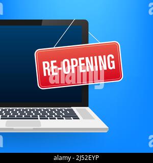 Re Öffnen hängende Zeichen auf weißem Hintergrund. Schild für Tür. Vektorgrafik. Stock Vektor