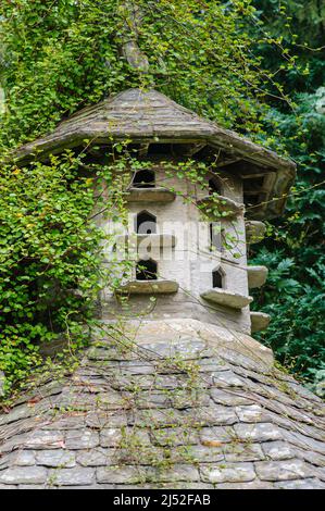 Taubenschlag-Taube-Haus auf dem Dach eines Gebäudes Stockfoto