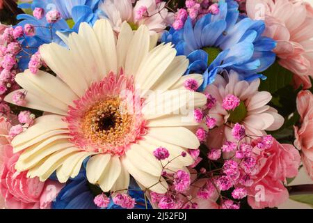 Blumenstrauß aus nächster Nähe. Blick von oben Stockfoto
