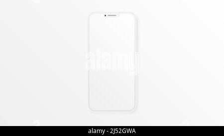 Minimalistischer Smartphone-Mockup. Vorderansicht. Gesamtweiß, Leerer Bildschirm. Vektorgrafik Stock Vektor
