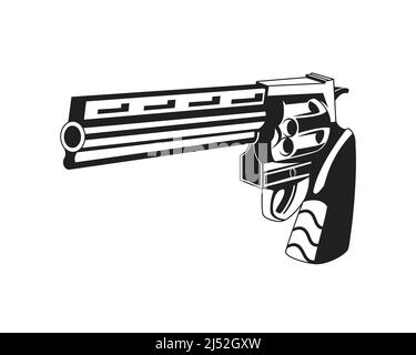 Alte und antike Revolver Handgun Illustration mit Silhouette Style Vector Stock Vektor