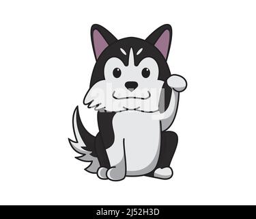 Niedlich und süß Husky Hund mit Gruß Geste Illustration Vektor Stock Vektor