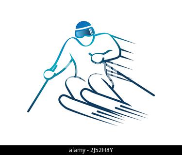 Moderne Skifahrer Illustration mit Silhouette Style Vector Stock Vektor
