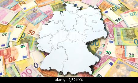 Finanzen, Geld, Steuern und die Bundesrepublik Deutschland Stockfoto