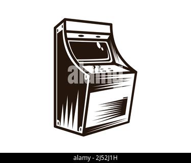 Retro Arcade Game Machine Illustration mit Silhouette Style Vector Stock Vektor