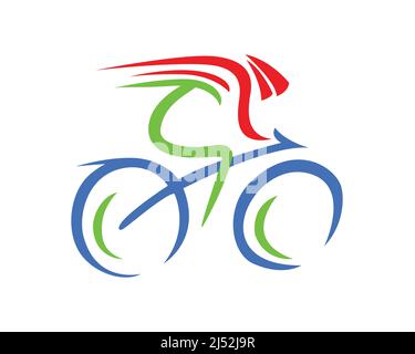 Schlichtes ein Mann Cycling Symbol mit Silhouette Stil Stock Vektor