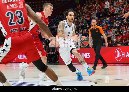 Mediolanum Forum, Mailand, Italien, 19. April 2022, Shane Larkin (Anadolu Efes Istanbul) während der AX Armani Exchange Milano gegen Anadolu Efes Instanbul - Basketball Euroleague Championship Stockfoto