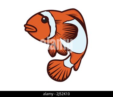 Niedliche Schwimmen Clown Fisch Illustration Vektor Stock Vektor