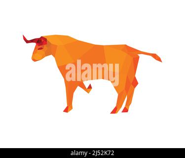Stehend und bereit, Bulle anzugreifen Polygonal Illustration Vektor Stock Vektor