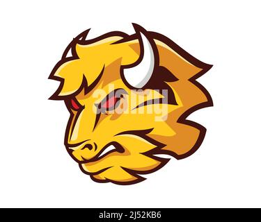 Angry Bull Head Maskottchen und Illustration Vektor Stock Vektor