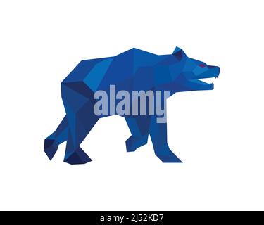 Walking Bear mit wütend Geste Polygonal Illustration Vektor Stock Vektor