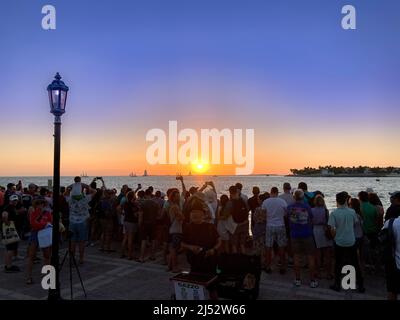 Sonnenuntergang am Mallory Square, Key West Florida USA Stockfoto