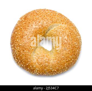 Sesamsamen-Begal auf Weiß ausgeschnitten. Stockfoto
