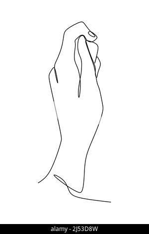 Kontinuierliche Linienzeichnung von Hand trendy minimalistischen Illustration. One Line Abstract Konzept. Hands Minimalist Kontur Zeichnung. Vektor EPS 10 Stock Vektor