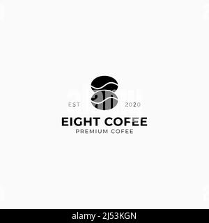 Kaffeebohne einfaches Logo-Design von Nummer acht Stock Vektor