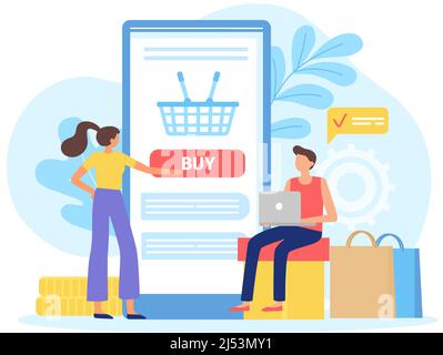 Online-Shopping im Internet-Shop Verwenden Sie die Smartphone-App Stock Vektor