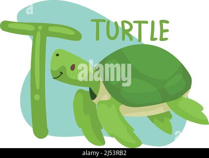 Schildkröte und t-Buchstabe Stock Vektor