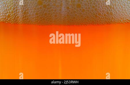 Schaum aus Bier im Glas mit Blasen im Studio fotografiert Stockfoto