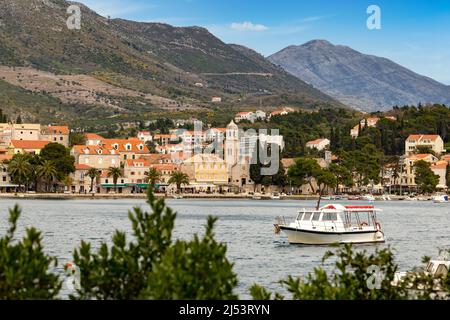 Boote im Hafen von Cavtat. Kroatien Stockfoto