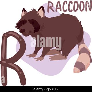 Waschbär und Buchstabe r Stock Vektor