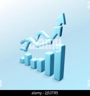 Blaue 3D Pfeile mit Karte. Pfeil nach oben. Geschäftliche Infografiken und Erfolg. Vektorgrafik Stock Vektor