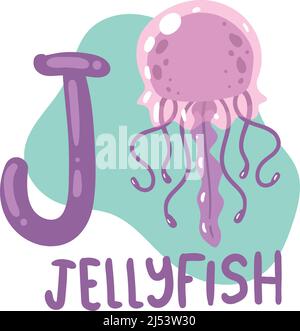 Quallen und j-Buchstabe Stock Vektor