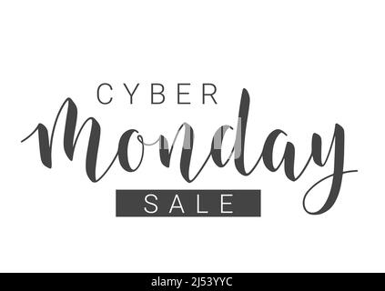 Handschriftliche Beschriftung des Cyber Monday Sale. Vorlage für Banner, Einladung, Party, Postkarte, Poster, Print, Sticker oder Web Product. Stock Vektor