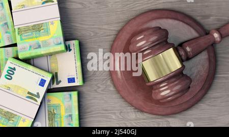 Euro-Noten und Richtergavel Stockfoto