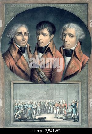 Cambaceres - Bonaparte-Lebrun. Von Alix Pierre Michel 1803 und Barthelemy Präsident des Senats derzeit beim ersten Konsul die konstitutive Akt, der das Konsulat für das Leben Stockfoto