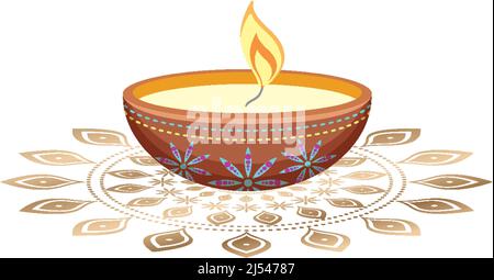 Diwali Lichtkerze auf weißem Hintergrund Illustration Stock Vektor