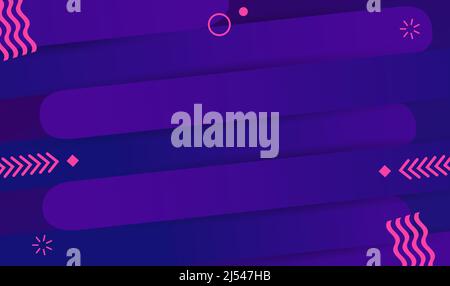 Rosa geometrische Formen und Streifen auf dunkelblauem Hintergrund. Stock Vektor