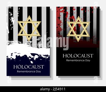 Holocaust. Plakat für den Tag der Erinnerung an die im Holocaust Getöteten. Faschistische Aggression gegen die Juden. Stock Vektor