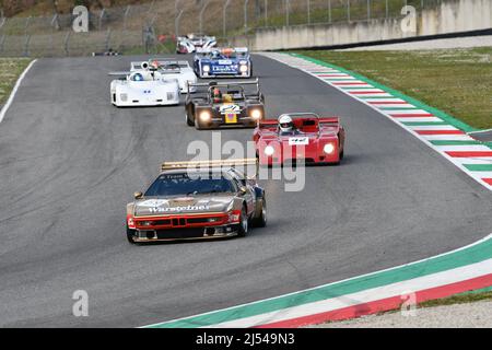 Scarperia, 3. April 2022: BMW M1 vom Team Warsteiner Procar Series 1980 ex Manfred Winkelhock im Einsatz während der Mugello Classic 2022 auf dem Mugello Circuit i Stockfoto