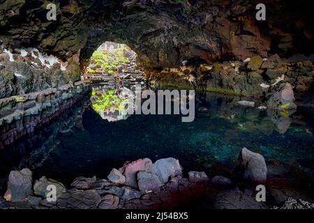 Jameos del Agua, Höhle und Bassin, Jameo Grande, Kanarische Inseln, Lanzarote Stockfoto