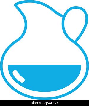 Krug mit blauer Flüssigkeit. Symbol für die Linie des Glasbehälters Stock Vektor