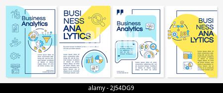 Blaue und gelbe Broschürenvorlage für die Analyse von Geschäftsdaten Stock Vektor