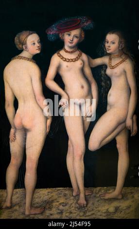 Die drei Grazien, Lucas Cranach der Ältere, 1531, Musée du Louvre, Paris Frankreich, Europa Stockfoto
