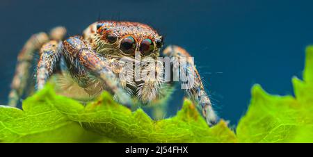 Porträt der Evarcha arcuata weibliche Spinne Porträt Stockfoto