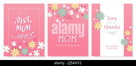 Schönes florales Muttertag-Design mit Blumen und Handschrift, ideal für Werbung, Einladungen, Karten - Vektor-Design Stock Vektor