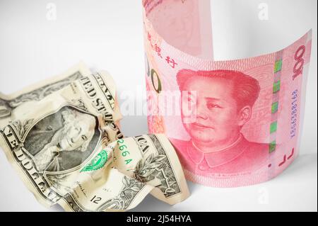 Wechsel der Weltwährung von US-Dollar in chinesischen Yuan Stockfoto