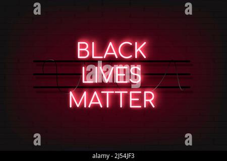 Schwarze Leben Materie rot Neon leuchten Hintergrund Stockfoto