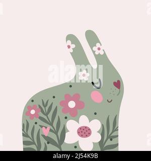 Ostersilhouette Kaninchen Stock Vektor