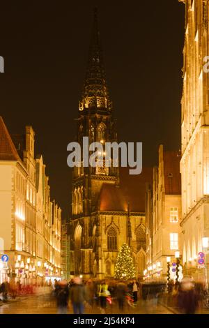 Weihnachtsmarkt an der Kirche St. Lamberti, Münster Stockfoto