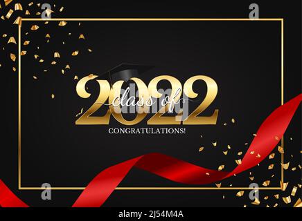 Abschlussklasse von 2022 Grußkarten. Vektorgrafik. EPS10 Stock Vektor