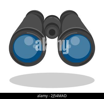 Ferngläser blicken nach vorne. Suchen Sie nach Objekten im Bereich. Suchen, gezielte Blick in die Zukunft. Cartoon-Vektor auf weißem Hintergrund isoliert Stock Vektor